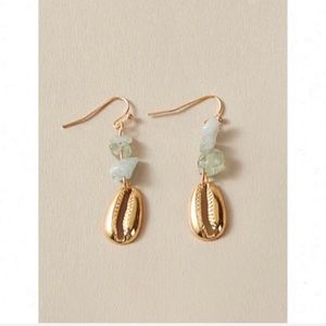 Boho Cowrie Shell Gold Drop Dangle Earrings